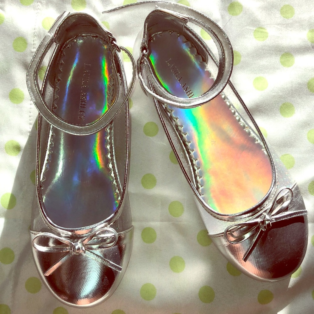 Laura Ashley Silver Flat with Ankle Strap
